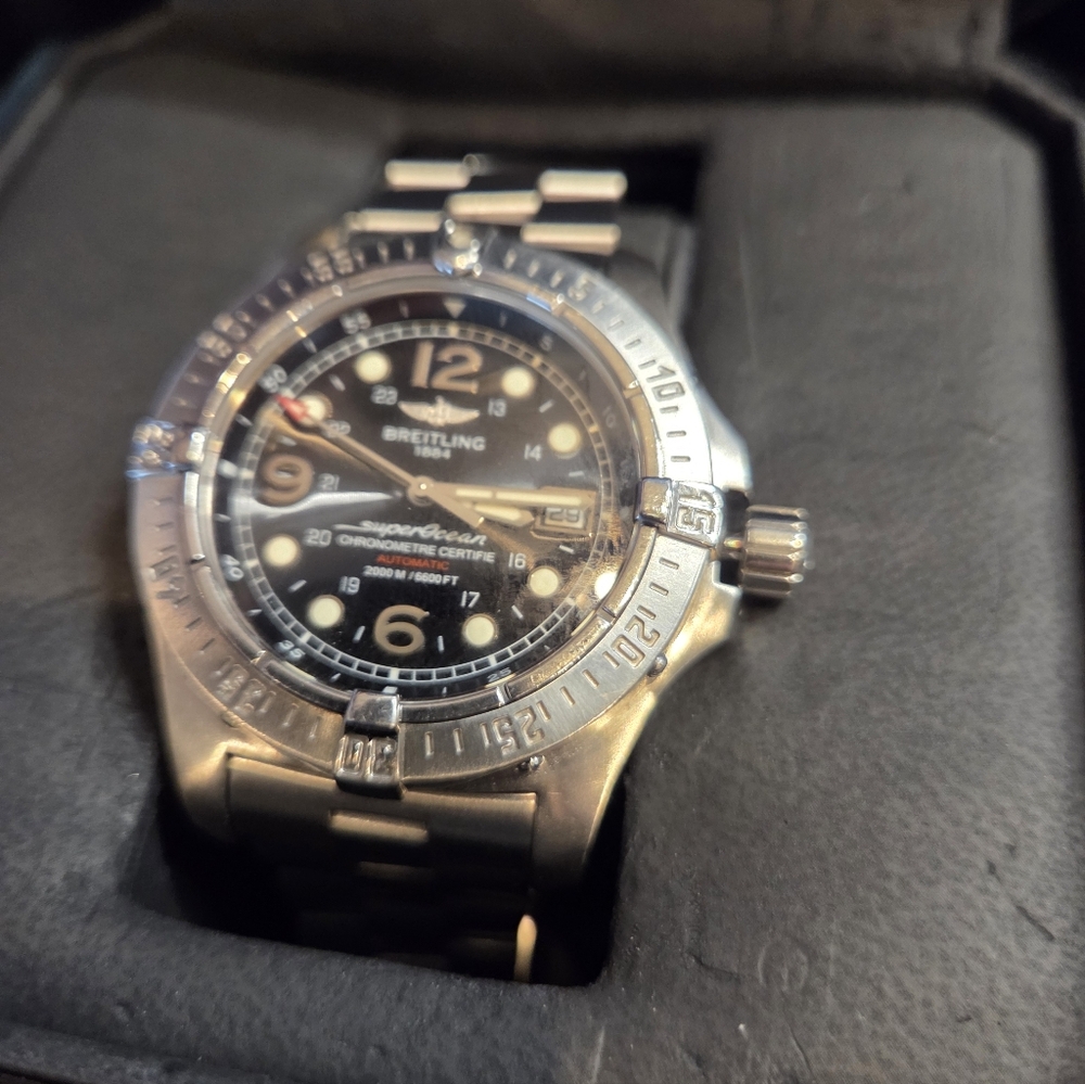 Breitling Watch A17390, Super Ocean, 44MM. Black Dial.